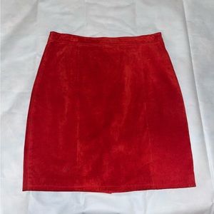 Vintage red genuine Suede high waisted skirt Global Identity leather g-111